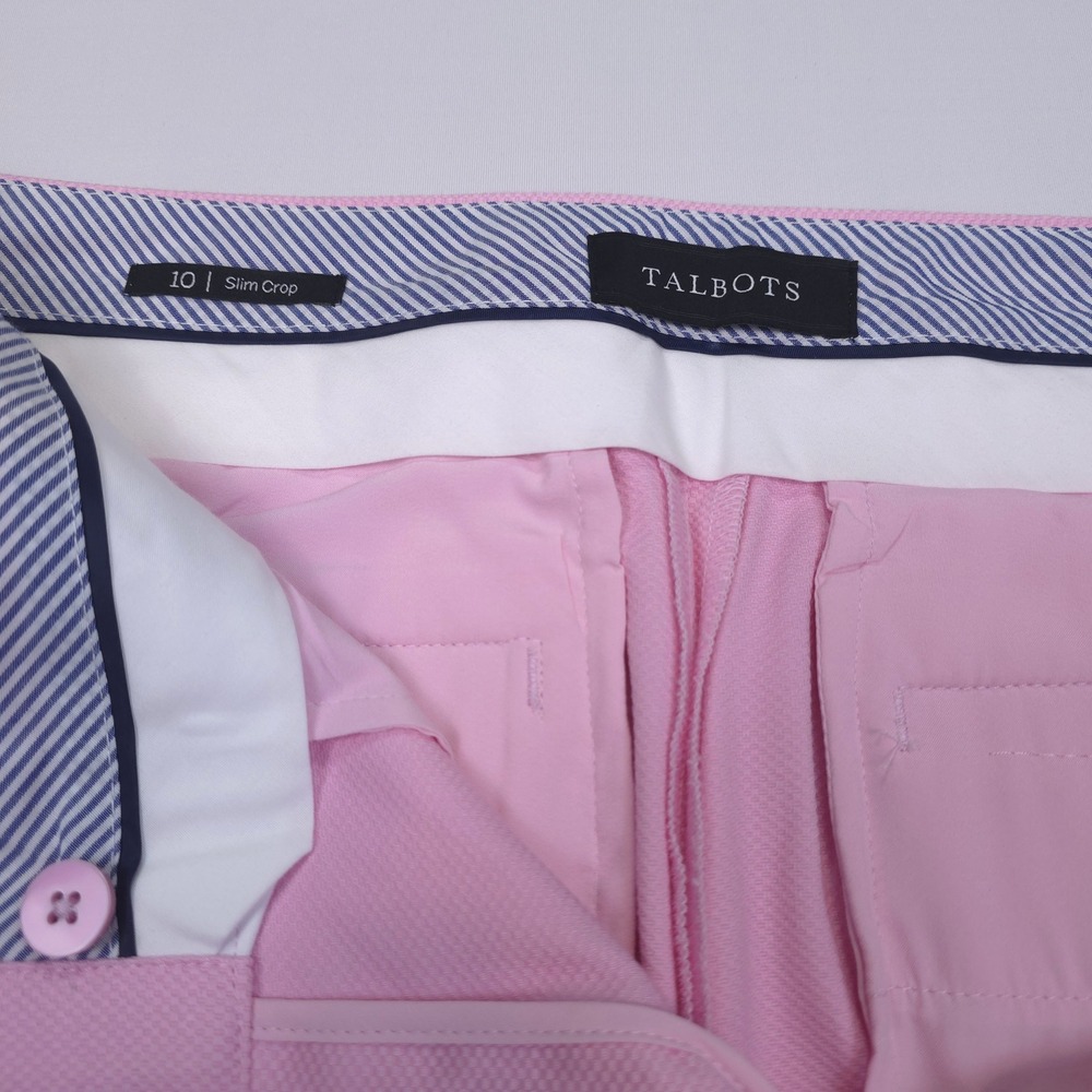 TALBOTS Pink Slim Crop Pants 10 Cotton Blend Textured Pique Pucker Classic - Picture 4 of 12